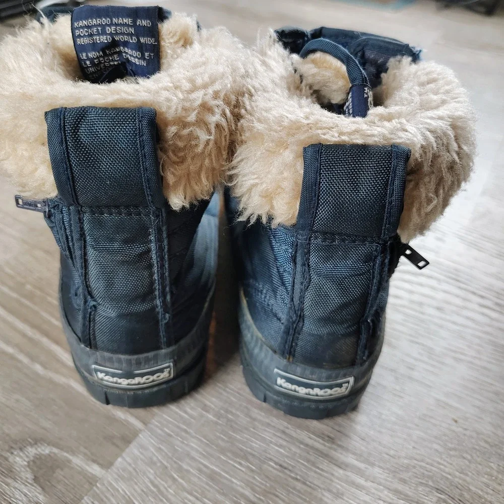 Vtg Kangaroo Waterproof Sherpa‎ Lined Steel Shank Snow Boots Zip Pocket Size 7.5